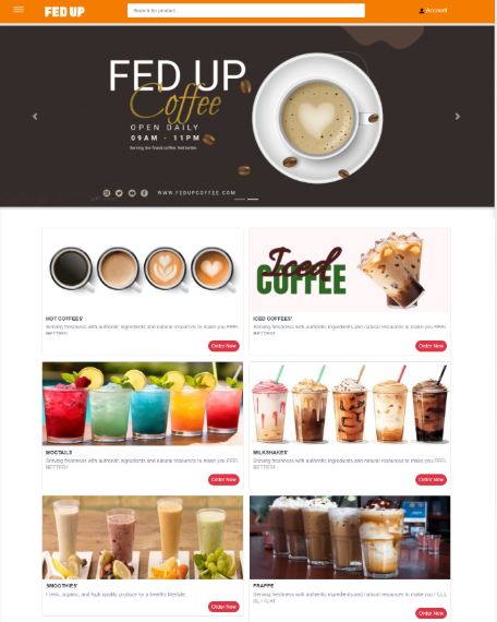 FedUp Coffee online shop – Fresh Coffee, Smoothies and Beverages banner